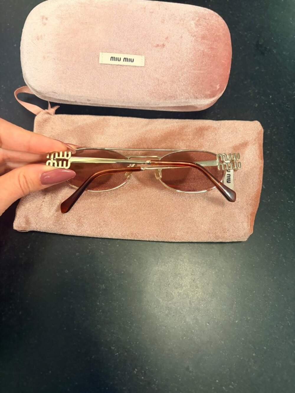 Miu Miu SMU 54Z Gold Oval Sunglasses - Picture 2 of 5